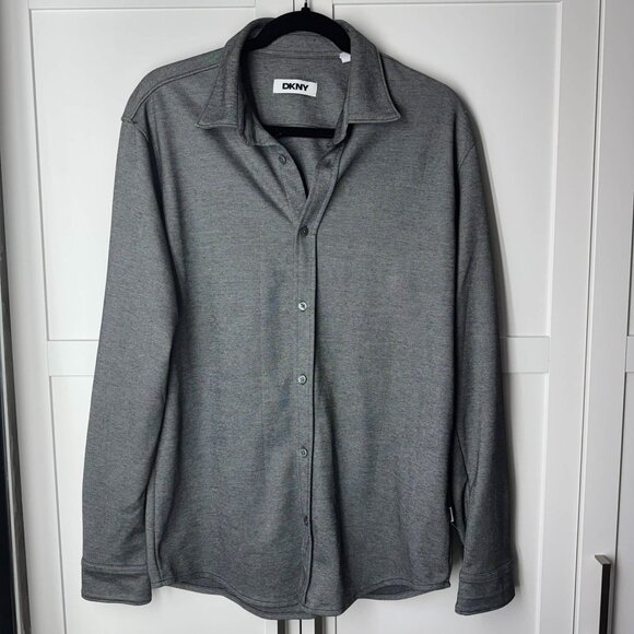 DKNY Men's Semi-Formal Button down collared Long Sleeve Top Gray Large - Picture 1 of 8